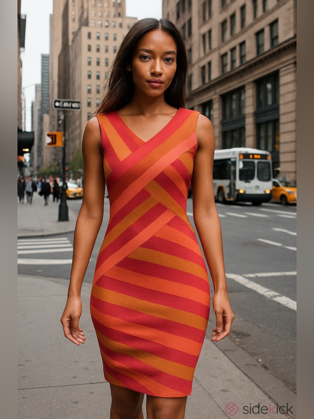 Ted Baker Women’s Striped Bodycon Dress 4/6 Y2K Office Multicolor Artsy Stretch